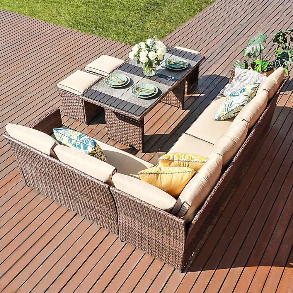 7 Pieces PE Rattan Wicker Sofa Set P3583