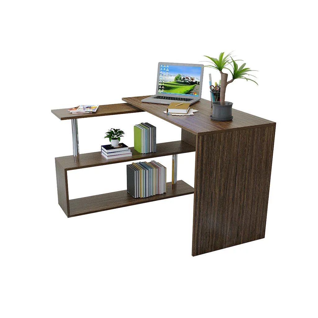 Brown L-shaped Computer Desk 170x74x50 Cm D4646