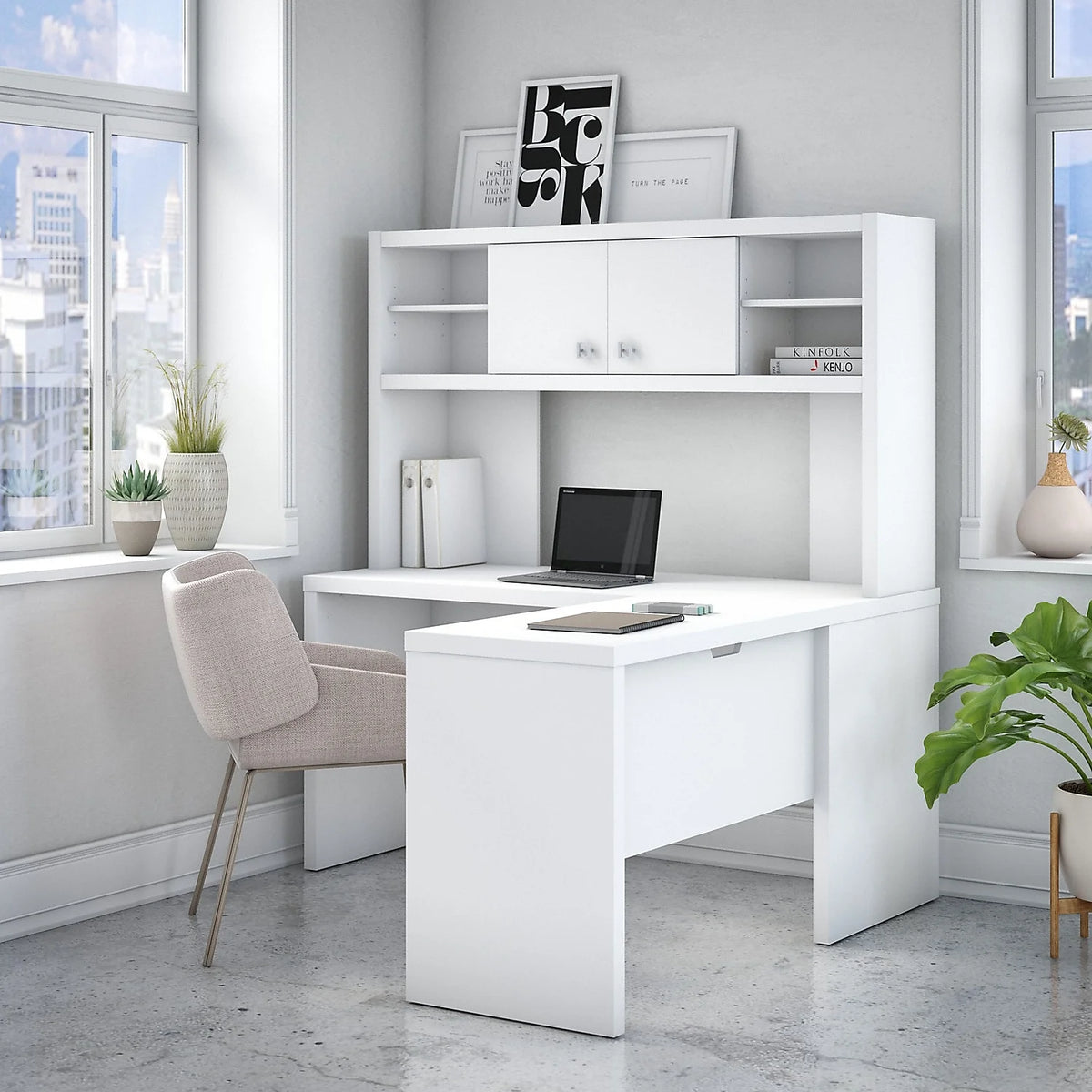 L Shaped Desk with Hutch Z63646