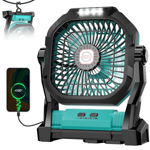 Rechargeable 20000mAh Portable Camping Fan with LED Light Y869338