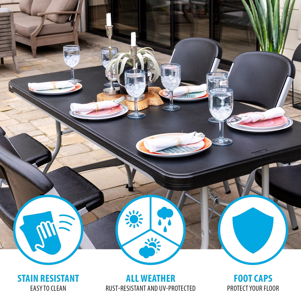 Black 6 Foot Folding Tables 4 Pack U578364