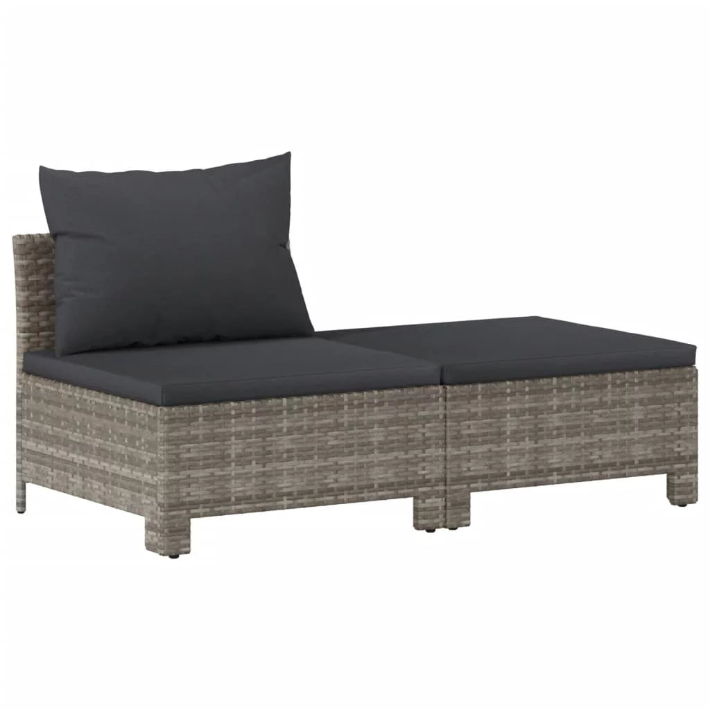 8 Piece Patio Set with Cushions Gray Poly Rattan M7823