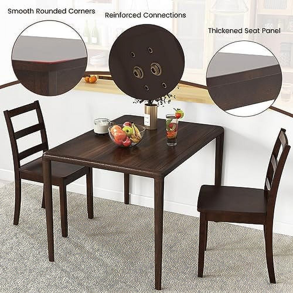 Dining Chairs Set of 2 Ladder Back Rubber Wood Legs S9964