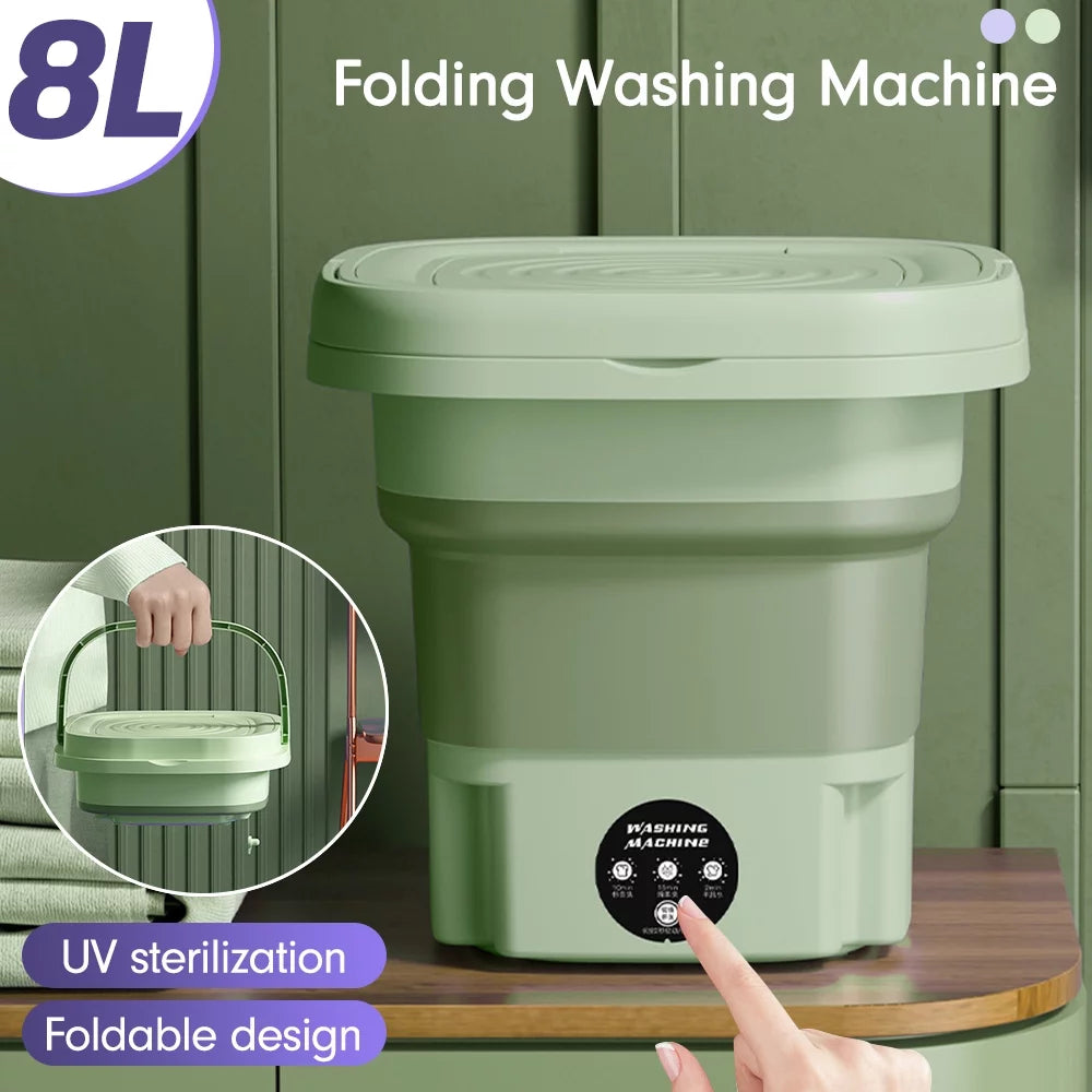 Portable Mini Folding Washing Machine 8L Green Z86425