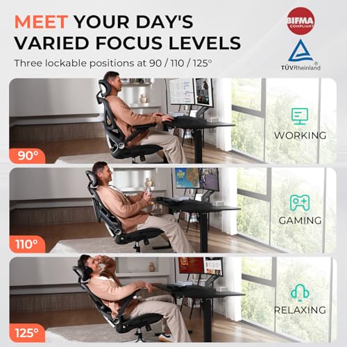 Ergonomic Mesh Office Chair, High Back Desk Chair 400lbs, 4D Flip-up Arms F7246