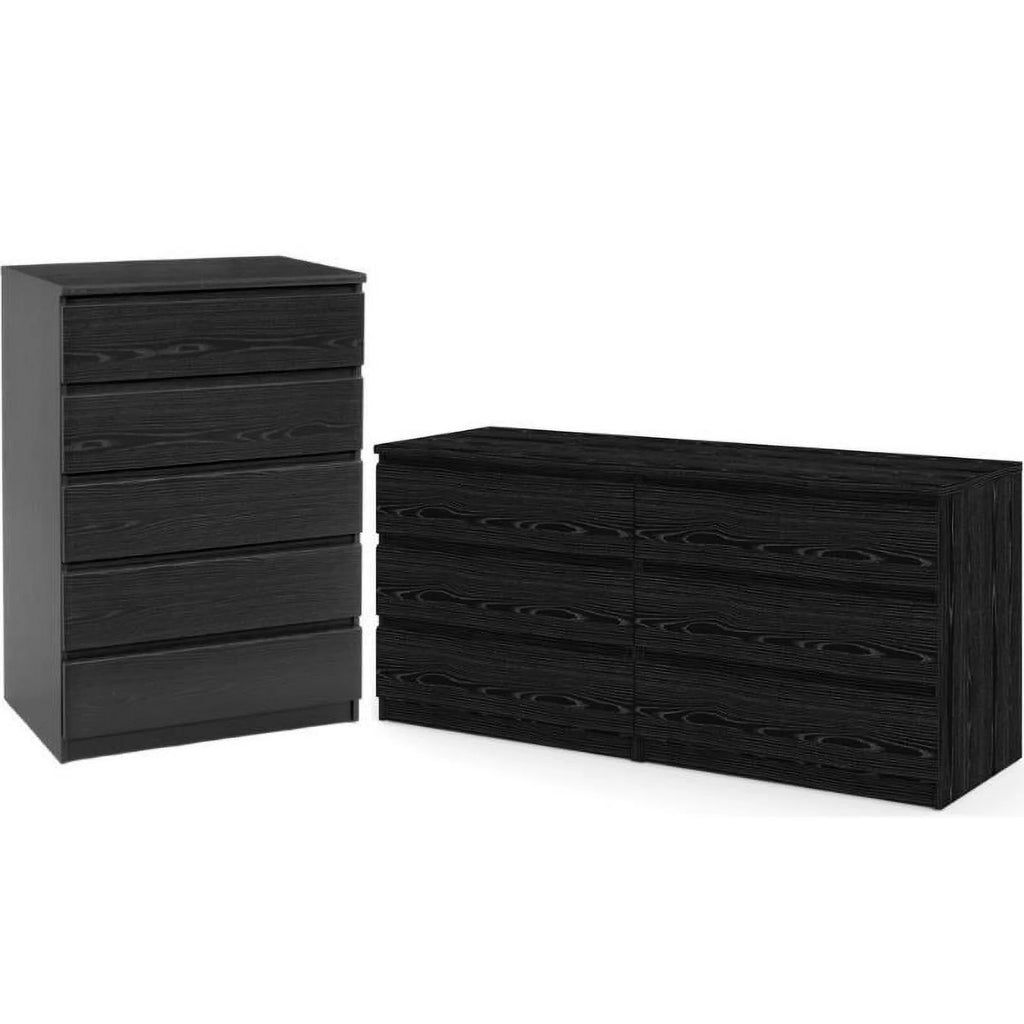 2 Piece Dresser and Chest Set Black Woodgrain V873792