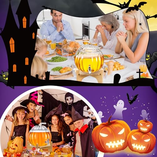 2 Gallon Glass Pumpkin Drink Dispenser with Wooden Stand N439024