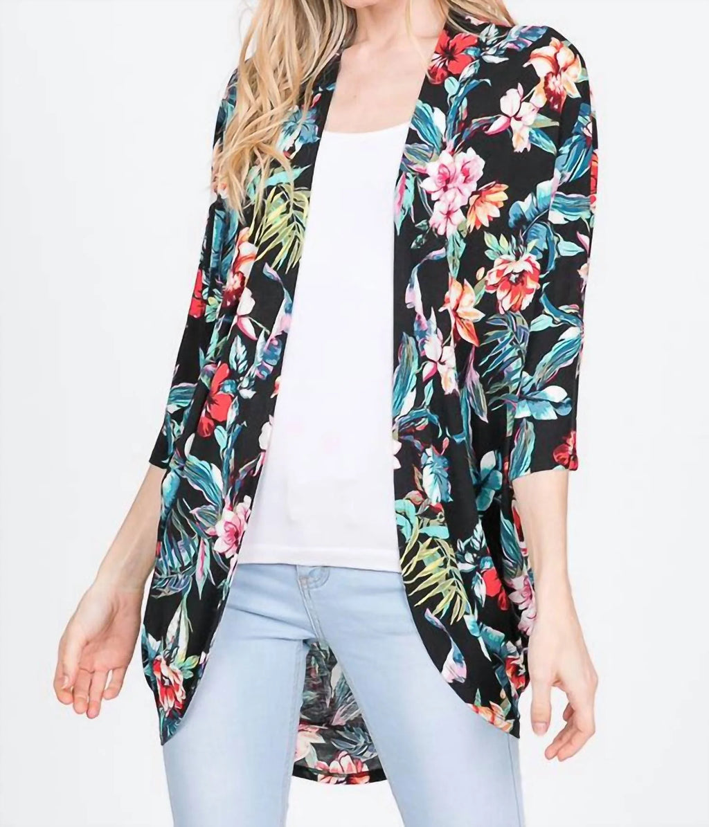 Tropical Plants Floral Cardigan P12265