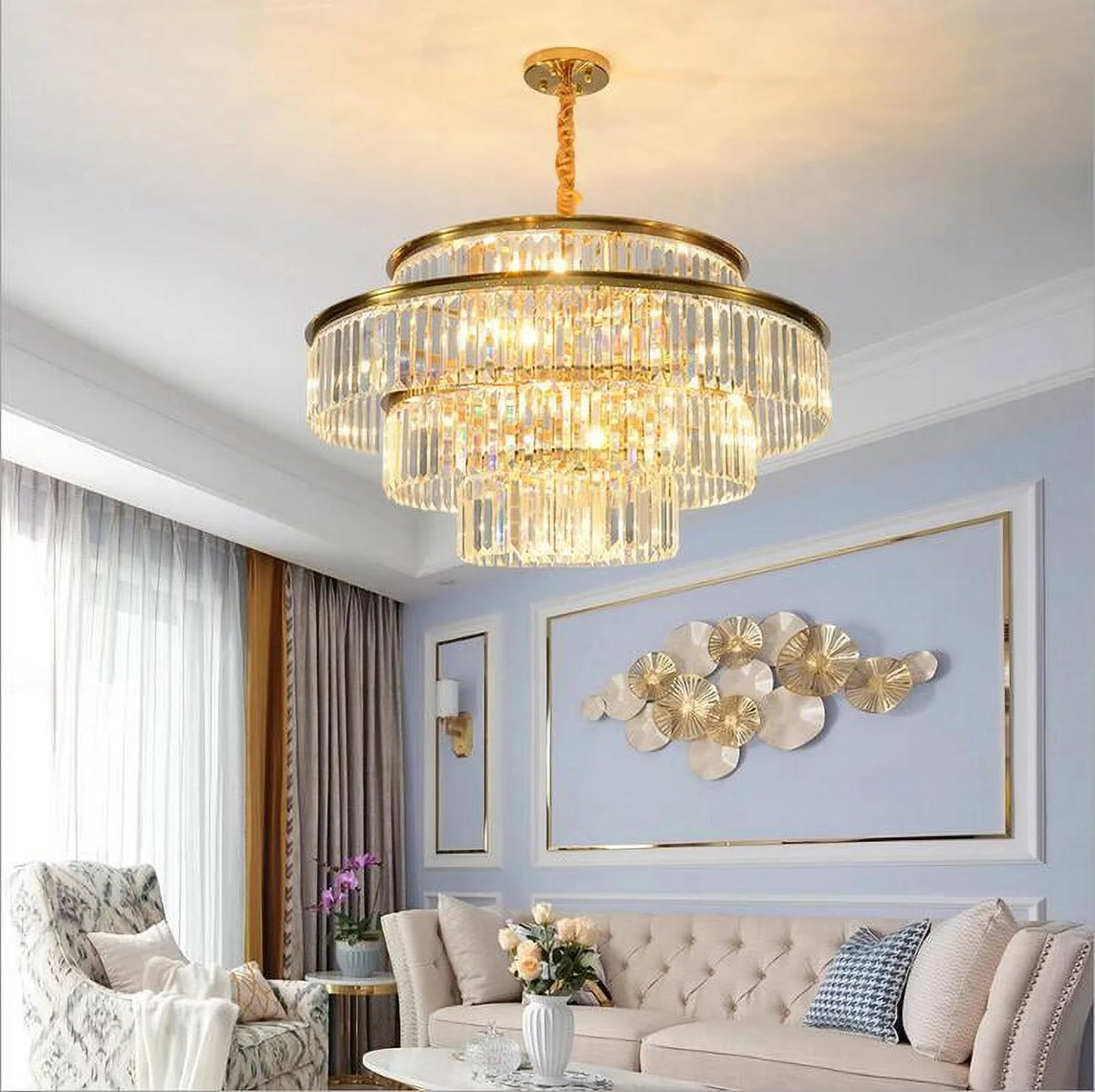 24 inch Gold 4 Layers Crystal Chandelier K733696