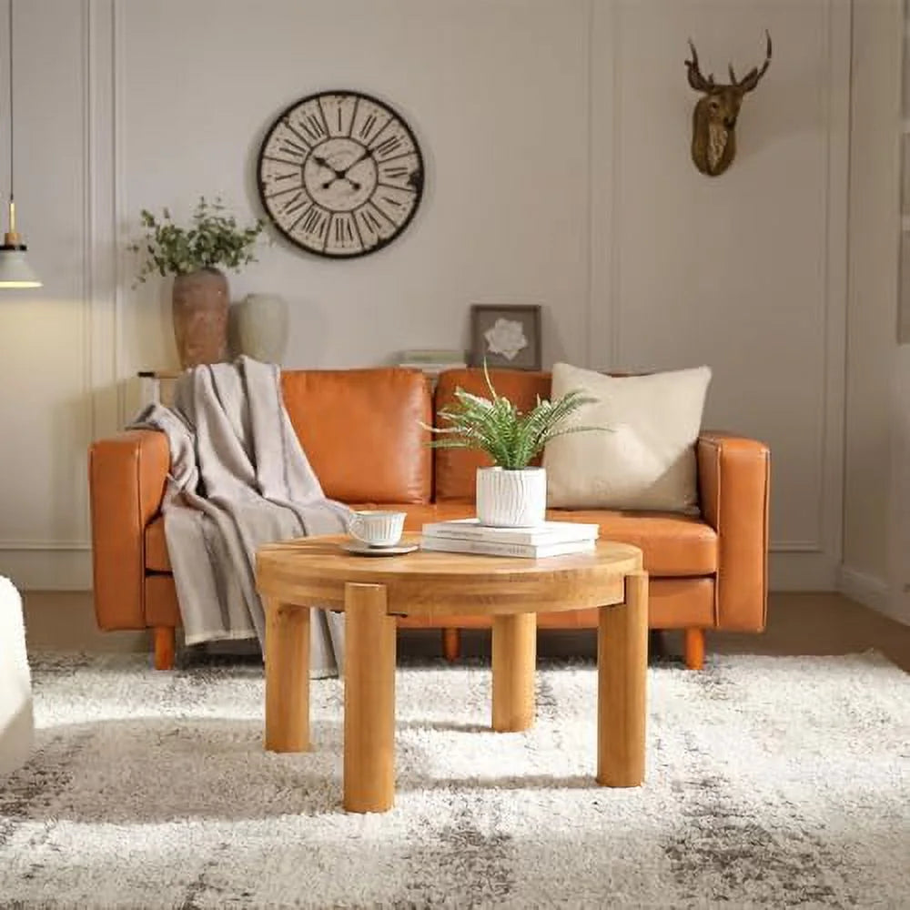 Round Wood Coffee Table with Solid Pine Wood Legs N9712
