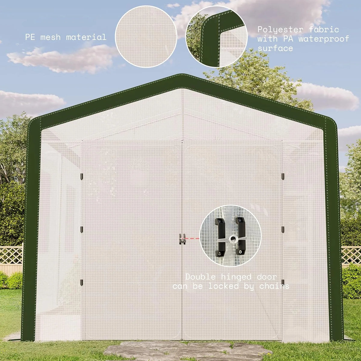 30x10x8.5ft Tunnel Greenhouse with Hinged Door 6 Vents S6979