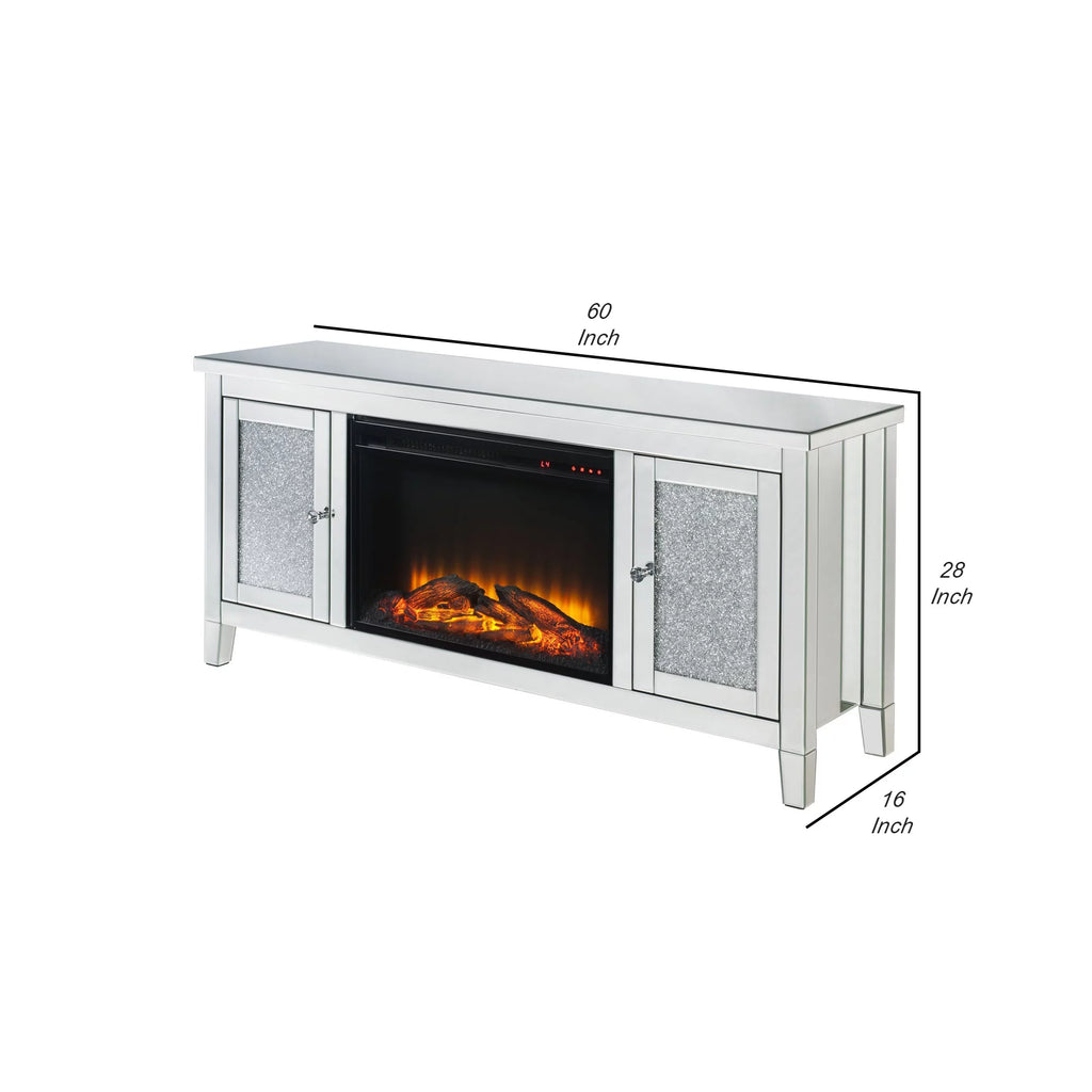 Electric Fireplace TV Stand with Mirror Panel V7638