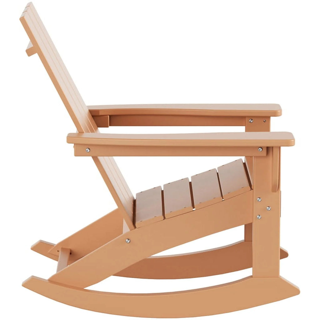 Teak Plastic Outdoor Rocking Chairs Set of 4 B718