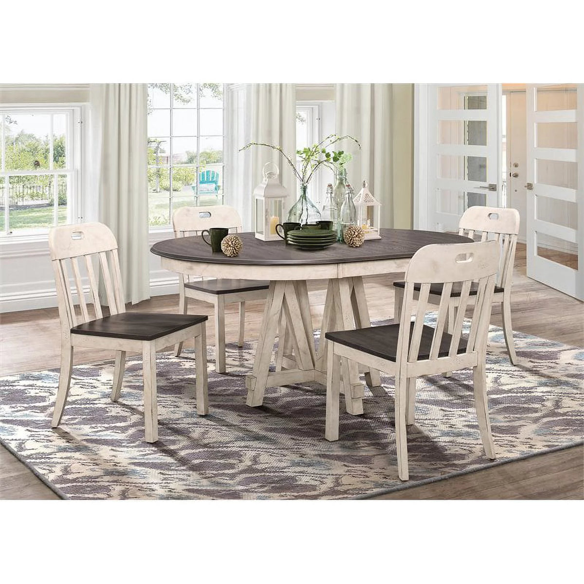 66" Round Farmhouse Wood Dining Table O678