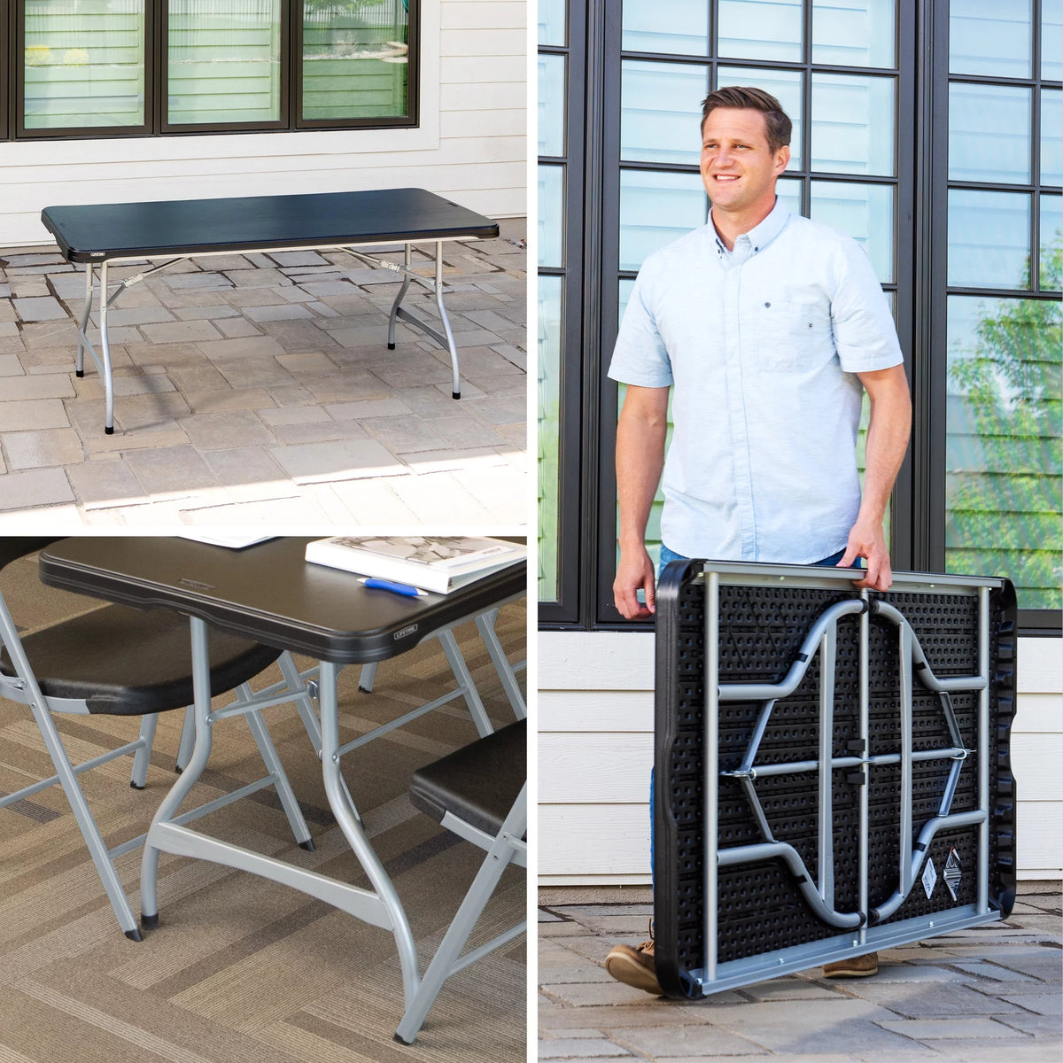 Black 6 Foot Folding Tables 4 Pack U578364