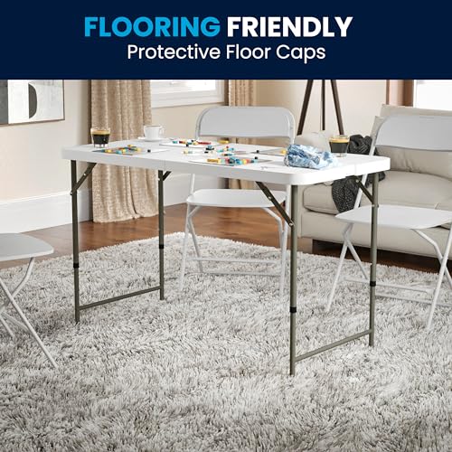4' White Plastic Folding Table with Adjustable Legs U785663