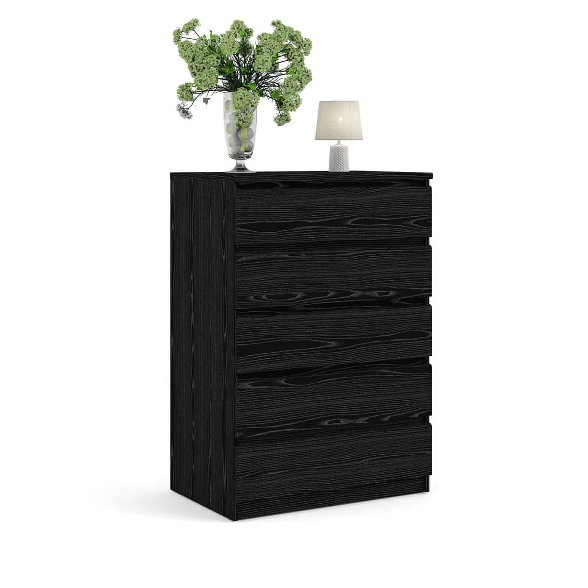 2 Piece Dresser and Chest Set Black Woodgrain V873792
