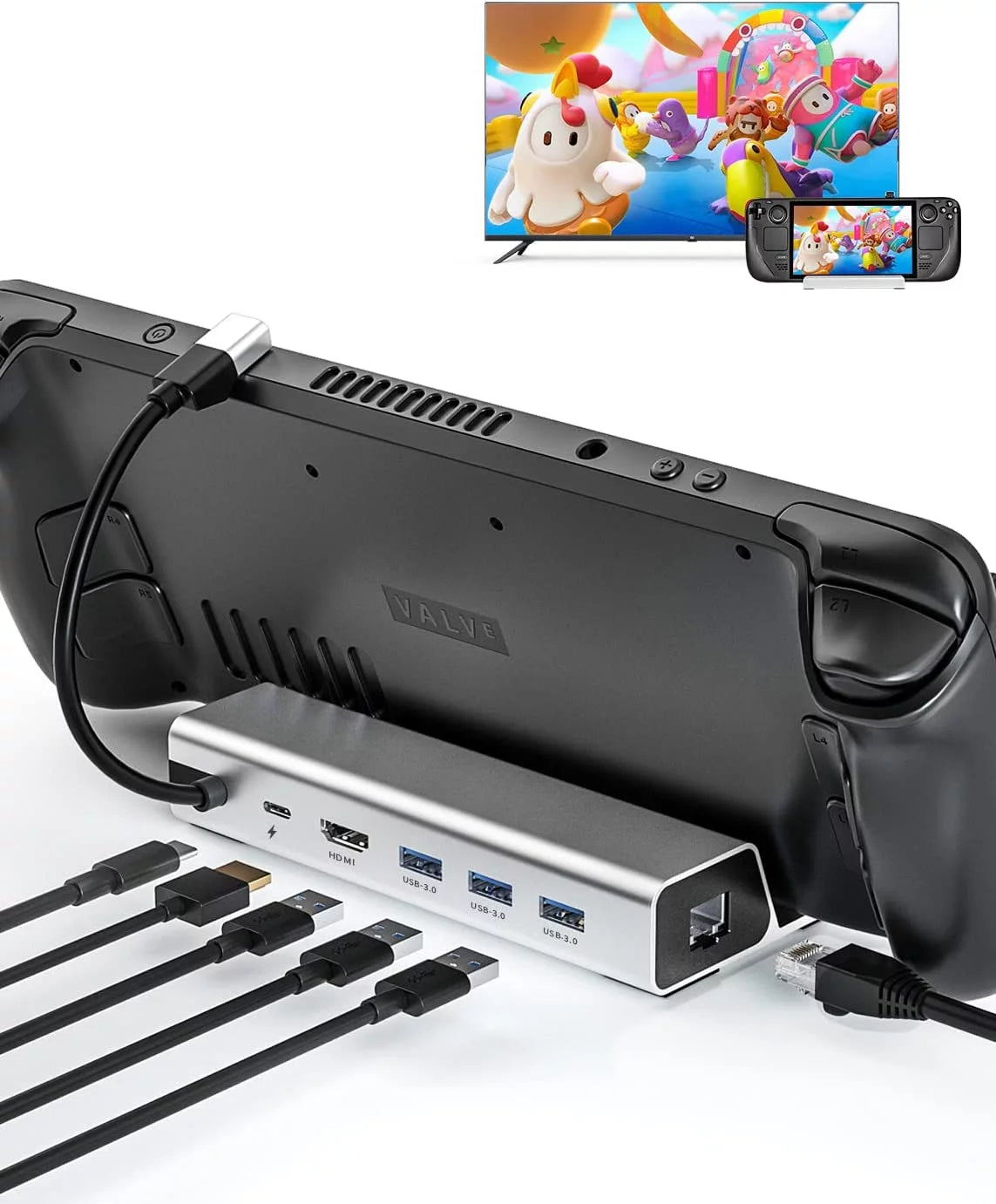 6 in 1 TV Docking Station with 4K@60Hz Ethernet 3 USB3.0 USB-C PD Charging C945