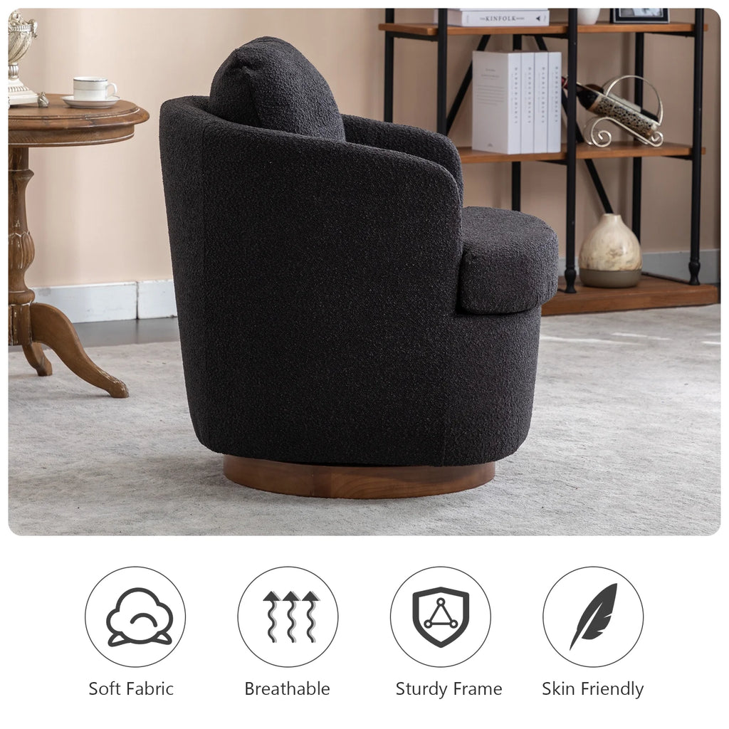 Oversized Sherpa Boucle Swivel Accent Chair R3754