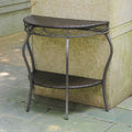 Chocolate Resin Wicker Steel Two Tier Half Moon Wall Table F552504